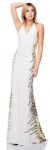Halter Neck Sequined Sides Long Formal Prom Dress in Off White